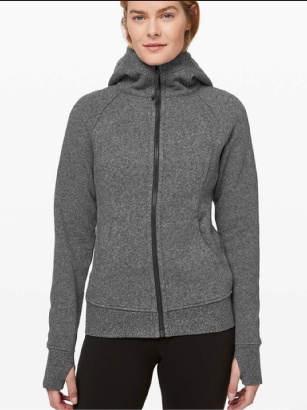 lululemon athletica Women's Gray Full-Zip Hooded Sweatshirt Scuba